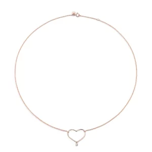 Cuore Diamante L Collana in Oro Rosa 18 KT e Diamante  Ref.CI701