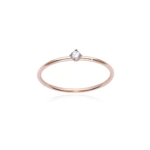 White Solitaire M Anello in Oro rosa 18 KT e Diamante  Ref.CL438