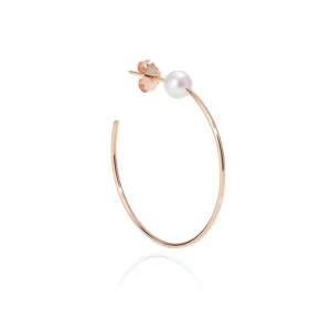 Burato Small Pearl Hoop Orecchino in Oro Rosa 18 KT e Perla    CM941