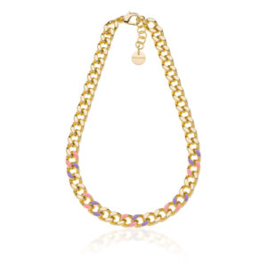 Unoaerre Collana groumette smalto rosa e lilla   - 2301
