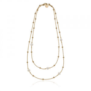 Unoaerre Collana in bronzo dorato e perle naturali     - 2061